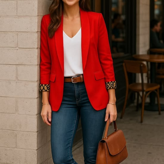 Blazer mit Leopardenakzent