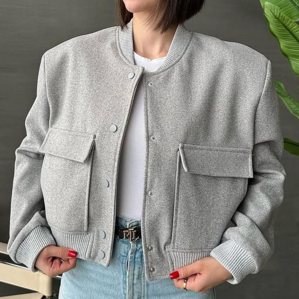 Oversized Graue Bomberjacke